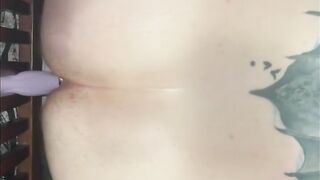 Tattooed Transman Fucks Dildo