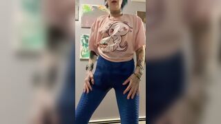 Peeing Upside Down with Gushing on Face