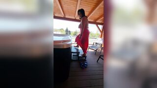 Czech busty amateur milf in a fancy shirt strip