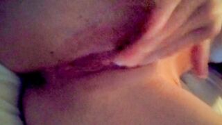 Petite blonde fingering her fresh pussy after shower in Paris hotel room