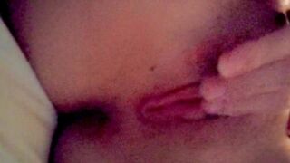 Petite blonde fingering her fresh pussy after shower in Paris hotel room